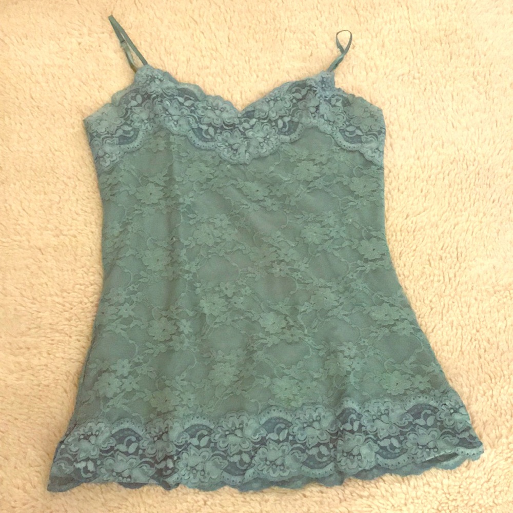 Turquoise lacy tank